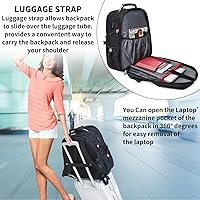 Vista 5 de Shrradoo Mochila de viaje extragrande para laptop, 52 litros, con puerto de carga USB, para portátiles de 17 pulgadas, para hombres y mujeres