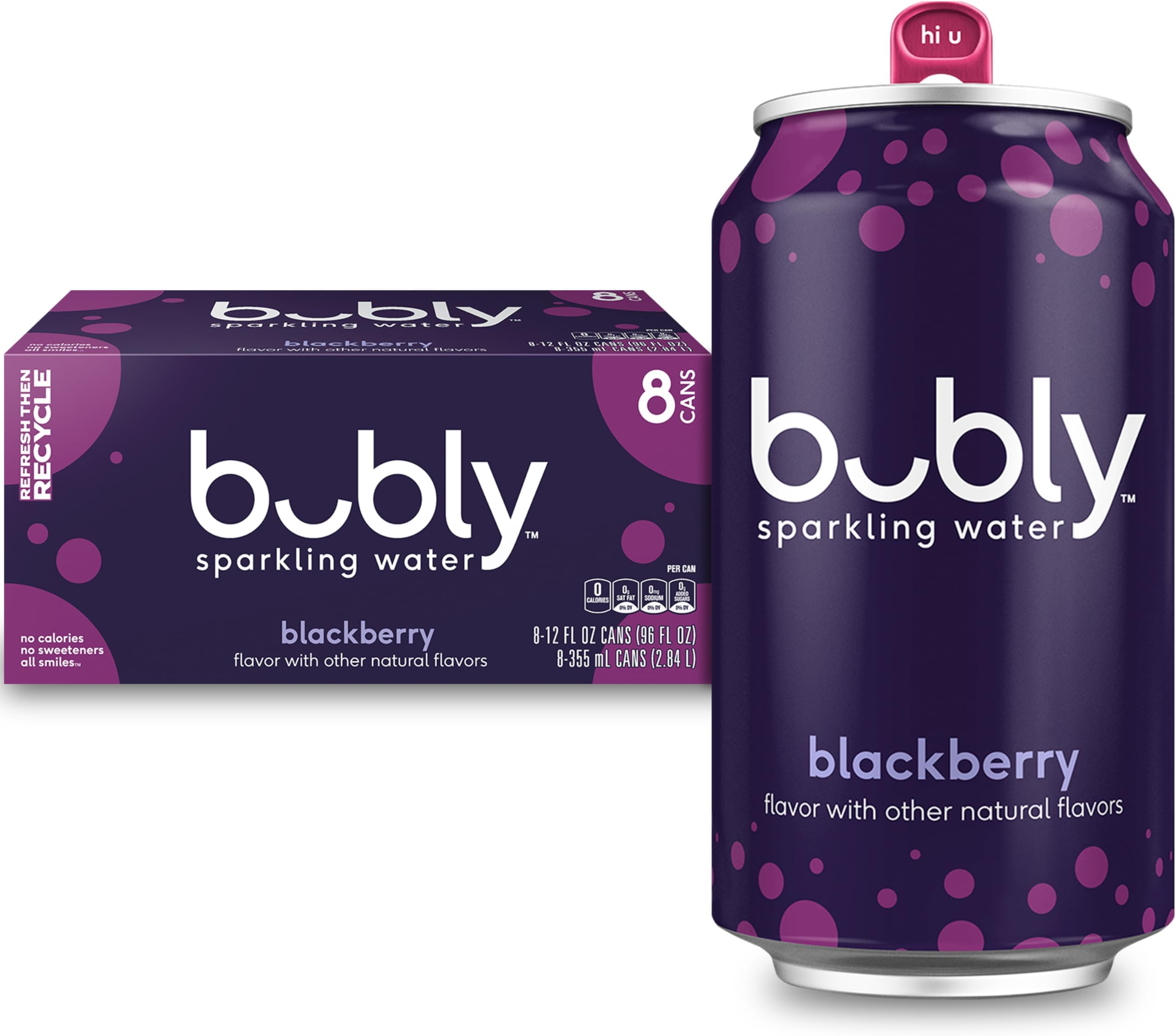 bubly Sparkling Water, Blackberry, Zero Sugar & Zero Calories, Seltzer Water, 12 Fl Oz Cans (Pack of 8)​