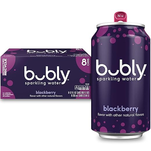 bubly Sparkling Water, Blackberry, Zero Sugar & Zero Calories, Seltzer Water, 12 Fl Oz Cans (Pack of 8)​