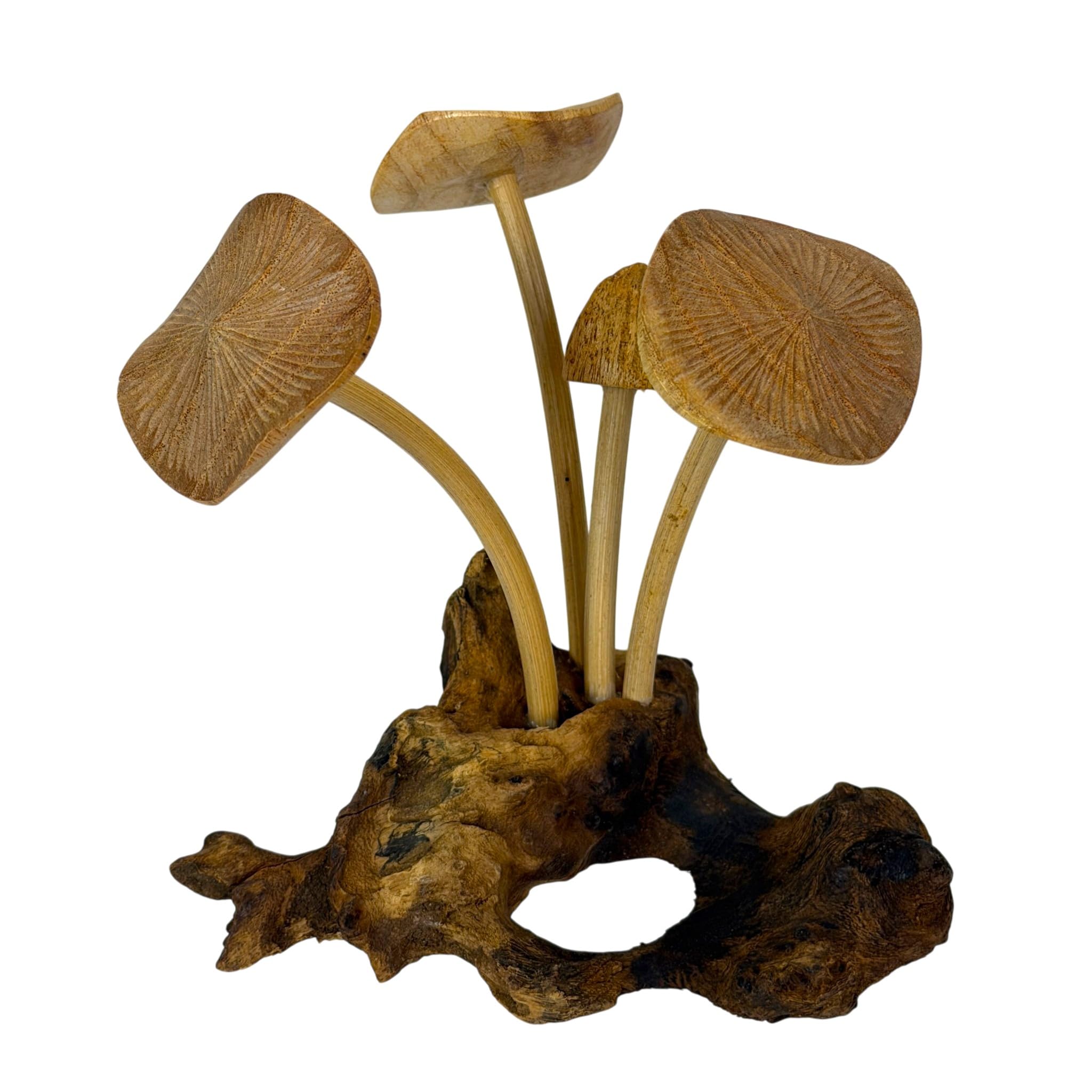 Figurine champignon bois pour creer un coin de nature chaleureux dans le salon