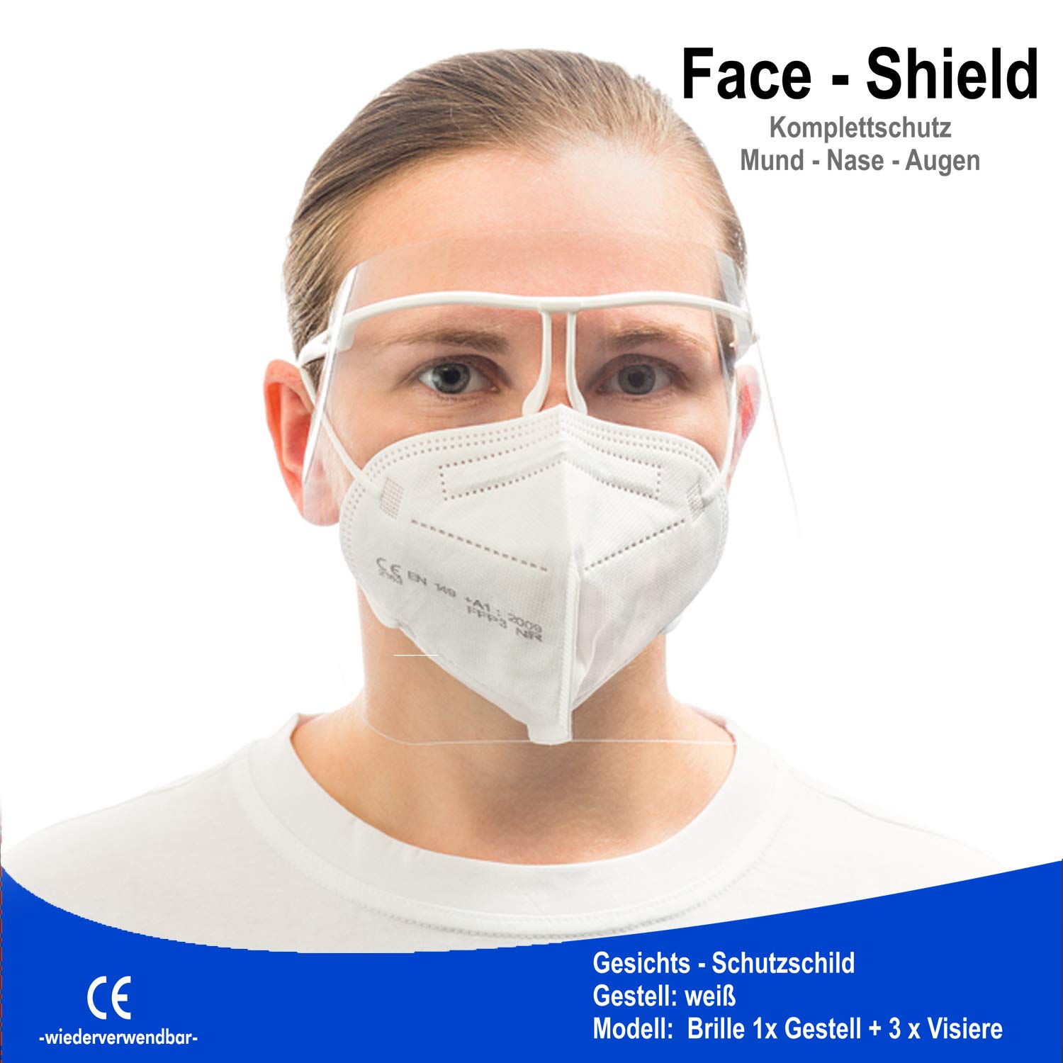 YAKO Face Visor with Glasses, Anti-Bacterial, for Better Breathing Anti-Spit + Anti-Fog Face Shield - Image 2