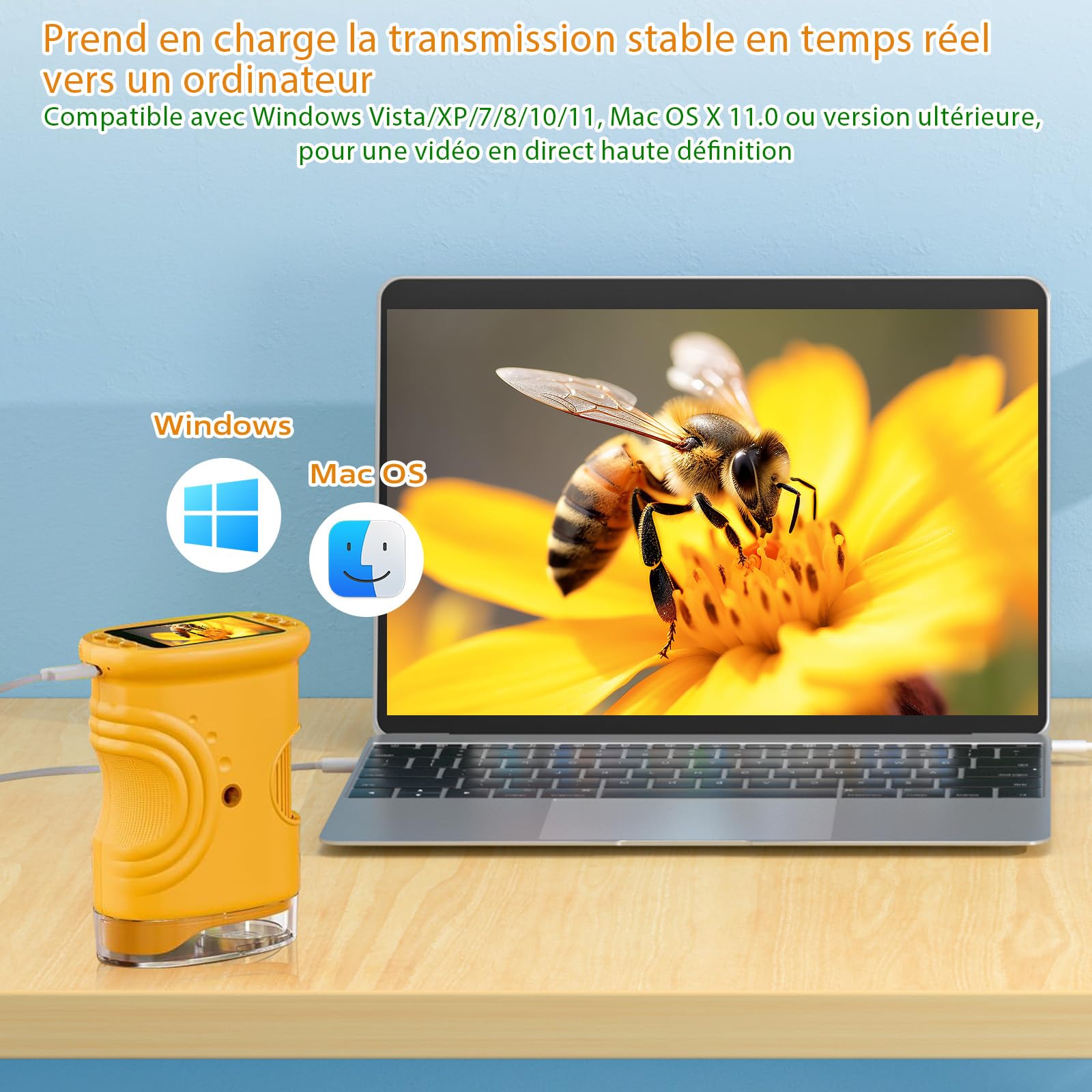 1000X Microscope Enfant, 4K Mini Microscope de Poche Portable, Temodu 2.0 Pouces Microscope Enfant, 8 Lumières LED, Sciences de 4 à 6 Ans et de 8 à 12 Ans