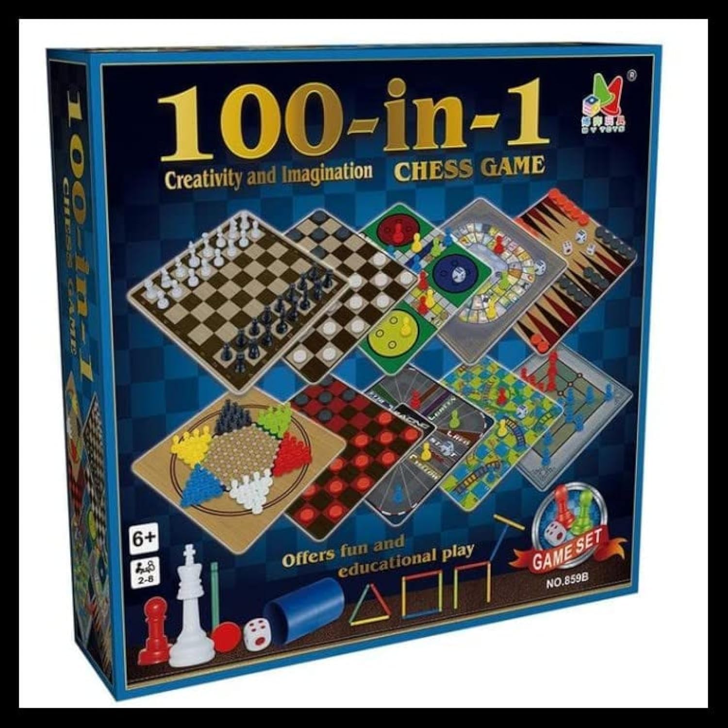 100 in 1 Creativity and Imagination Family Board Games - Includes Chess, Draughts, Ludo, Snake and ladders Fun and Educational games for children above 6 Years
