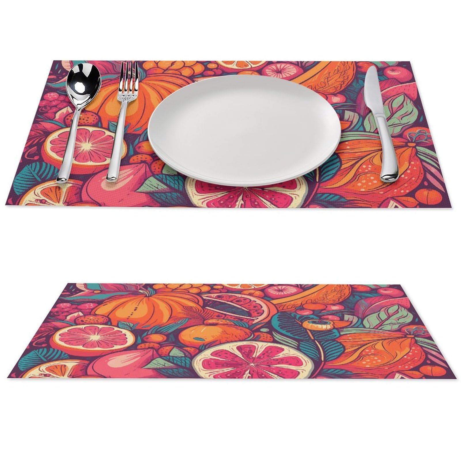 Sets de table tranches de fruits PVC 45x30 cm lavables pour repas conviviaux