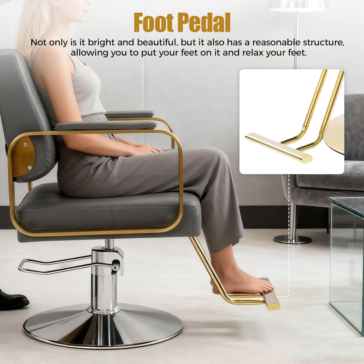 Hydraulic Portable Barber Chair for Home 440LBS Capacity, 360° Swivel Salon Chair with Adjustable Height 18.5-22 Inch, Modern Styling Chairs for Hair Salon & Home Use, Ergonomic Beauty Seat