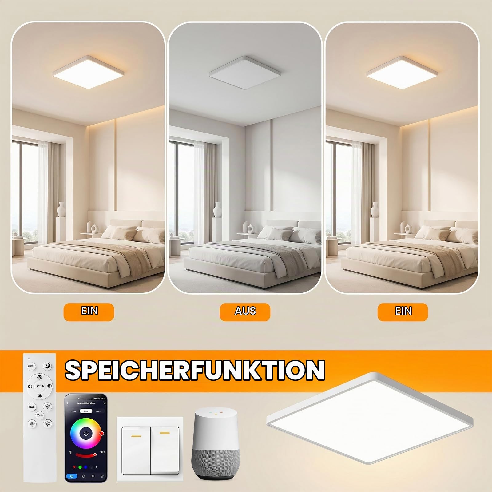 OTREN LED Deckenleuchte 40cm 3000K-6500K Dimmbar, Smart RGBIC Deckenlampe LED mit Fernbedienung App, Kompatibel mit Alexa für Wohnzimmer Schlafzimmer Kinderzimmer Party Bad Küche, 42W
