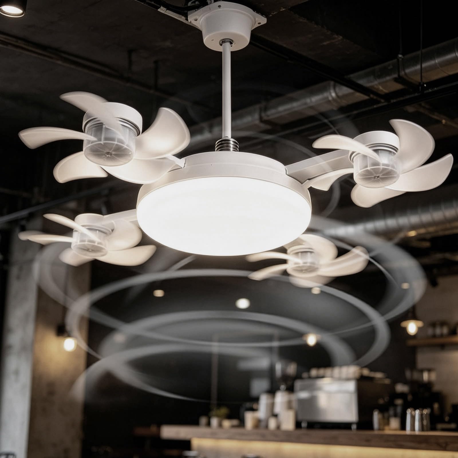 Ceiling Fan with Lights and Remote Control, 4 Heads Drone Ceiling Fans, 3-Color 3-Speed Quiet Ceiling Fan Light for Bedroom, Kitchen, Bathroom, Living Room (White_A) — image 1