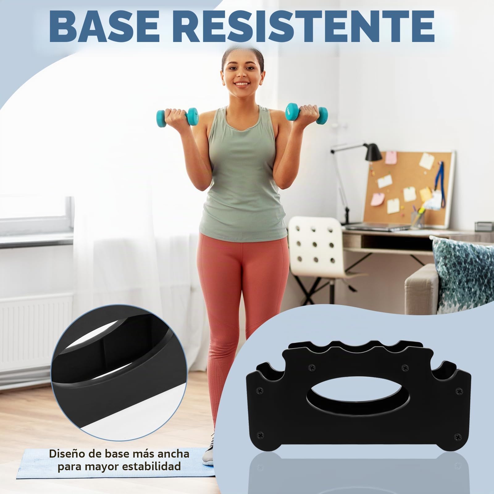 Soporte Mancuernas, Mancuernero, Compacto Soporte para Pesas, Soporte Pesas con Capacidad para 4 Mancuernas Pequeñas, Ideal para Gimnasios Domésticos, Doble Capa, Negro