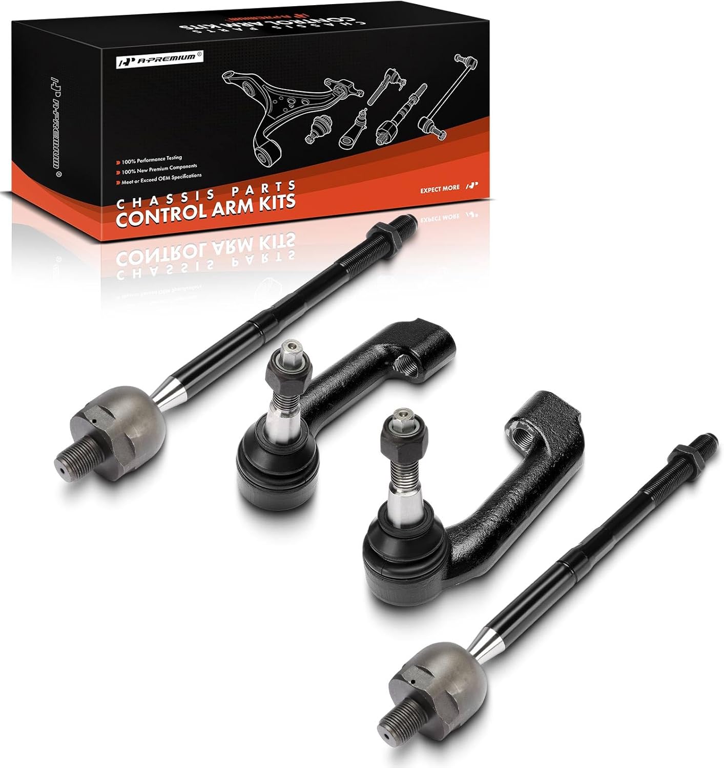 A-Premium Set of 4, Front Inner & Outer Tie Rod End Kit, Compatible with Ford F-150 F150 2021-2024, Expedition 2022-2024 & Lincoln Navigator 2022-2024