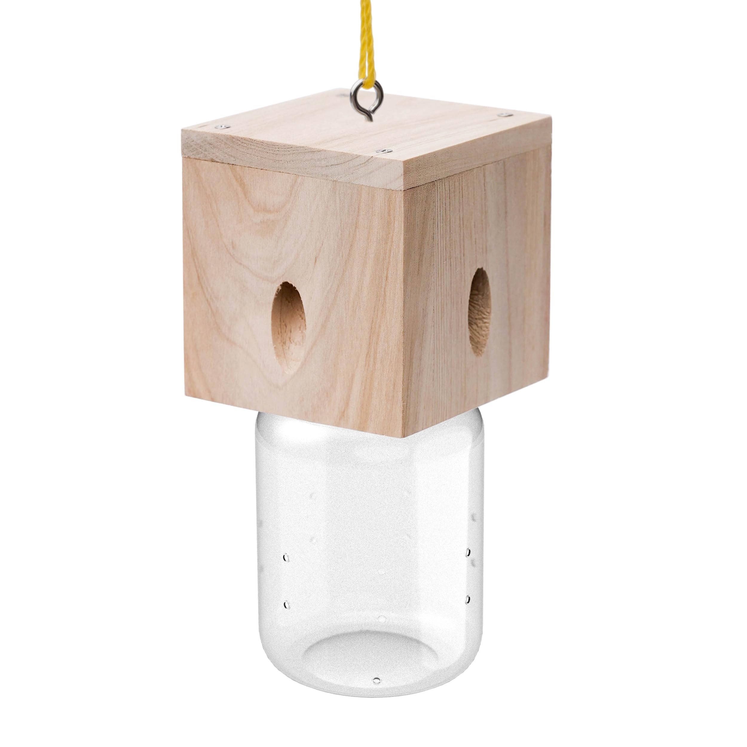 Photo 1 of 1 PCS Wood Carpenter Bee Trap for Outside - Best Bee Trap - Cube Style Nature Hanging Carpenter Bee Traps Plastic Jar Outdoor - Insect Traps