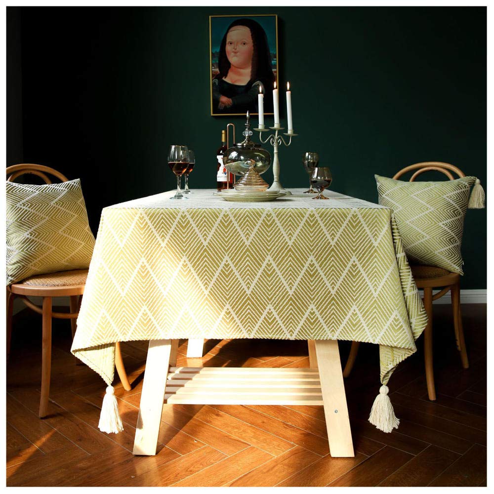 WLI Tischdecke Rechteck, 110x145cm, Gelb Faltenfreie waschbare Tischdecke, Dekoration Tischdecke für Küche Dinning Indoor Party