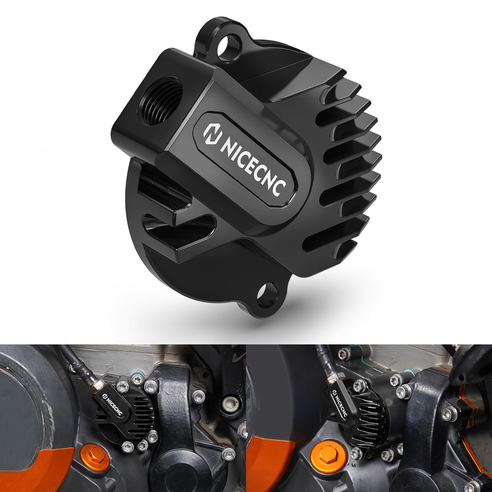 NICECNC Ölfilterkappe für Motorräder, Compatible with Husqvarna SVARTPILEN 701 2019–2022, Compatible with Gas Gas SM700 2023, Compatible with 690 Duke 2013–2018, Siehe Passform, Schwarz