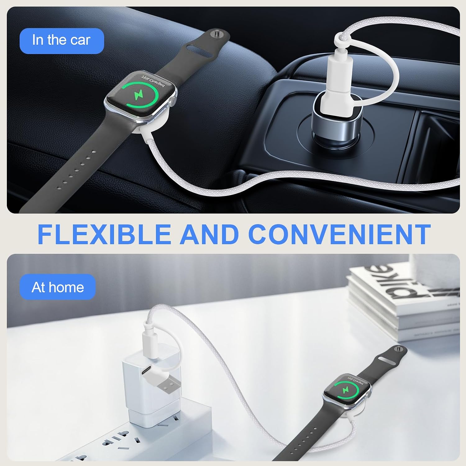 for Apple Watch Magnetic Charger, 2 in 1 USB C Charging Cable for All iWatch Series (1 m)