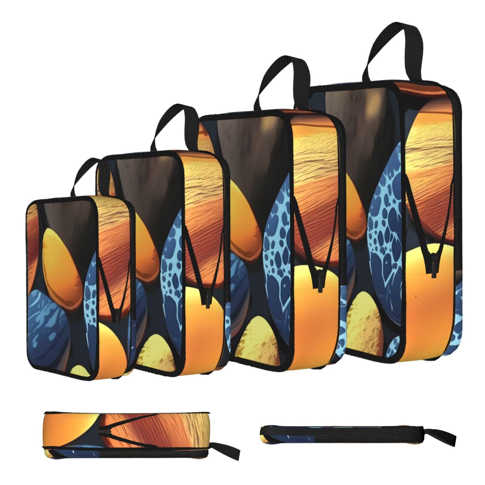 Sxzvvbn Black Yellow Pebbles Compression Packing Cubes 4 Piece Set