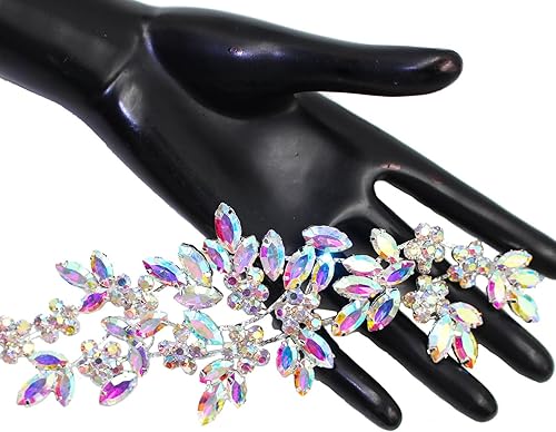 Miniatura 7 de PEARLY JUN Parches de apliques de cristal con diamantes de imitación para bricolaje, con cuentas, ropa de costura para cinturón de boda,