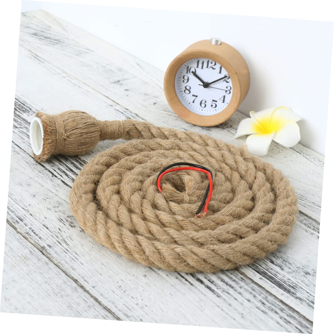 Angoily Retro Rope Light 2 Single Bulb Connectors DIY Village Style E27 Lamp Holder Twine Rope Vintage Hanging Light