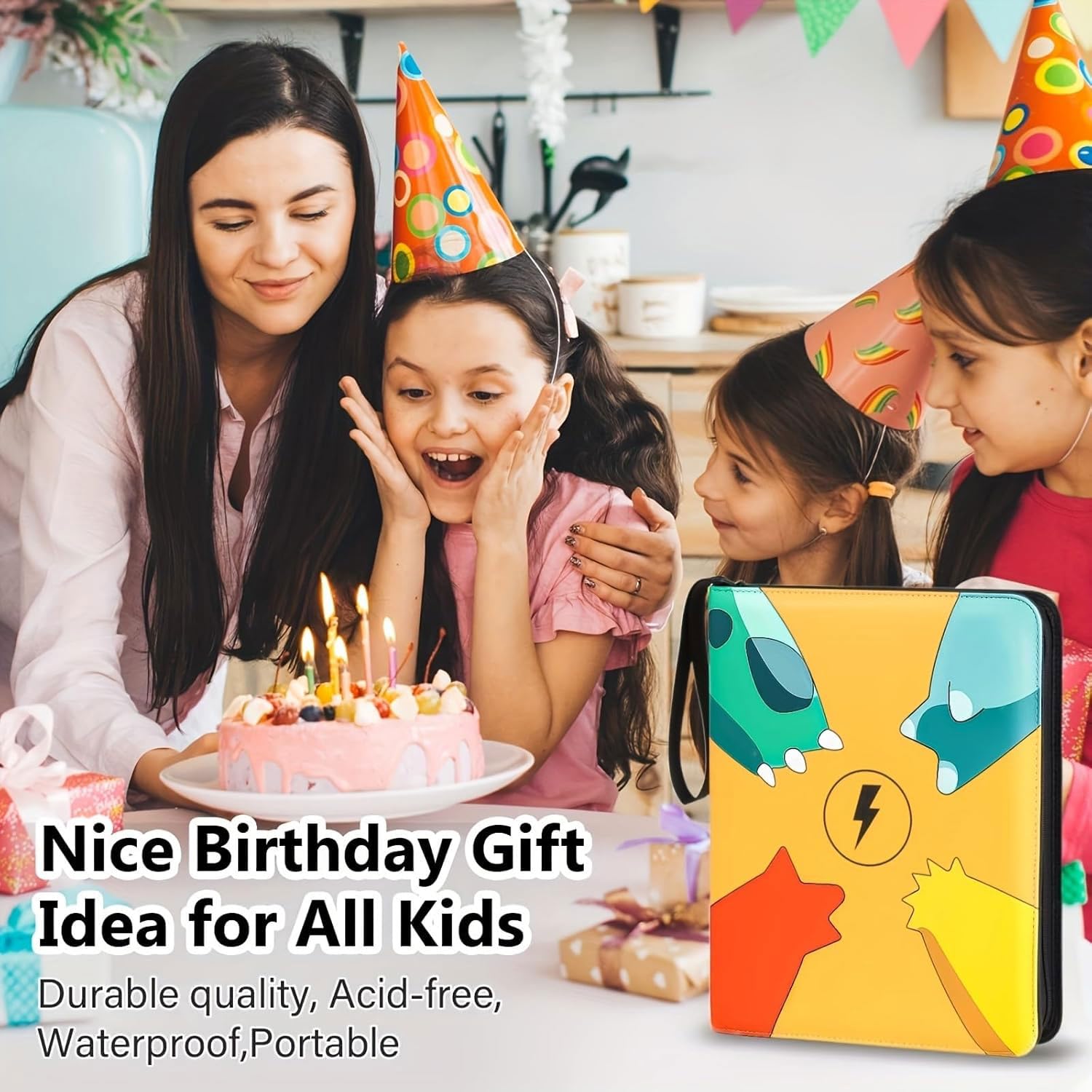 SYGA Card Binder for Game Cards, 400 Pocket Zipper Album with 50 Removable Sleeves, Premium Waterproof PU Case Card Holder – Messi Design (Yellow) — Amazon image 7