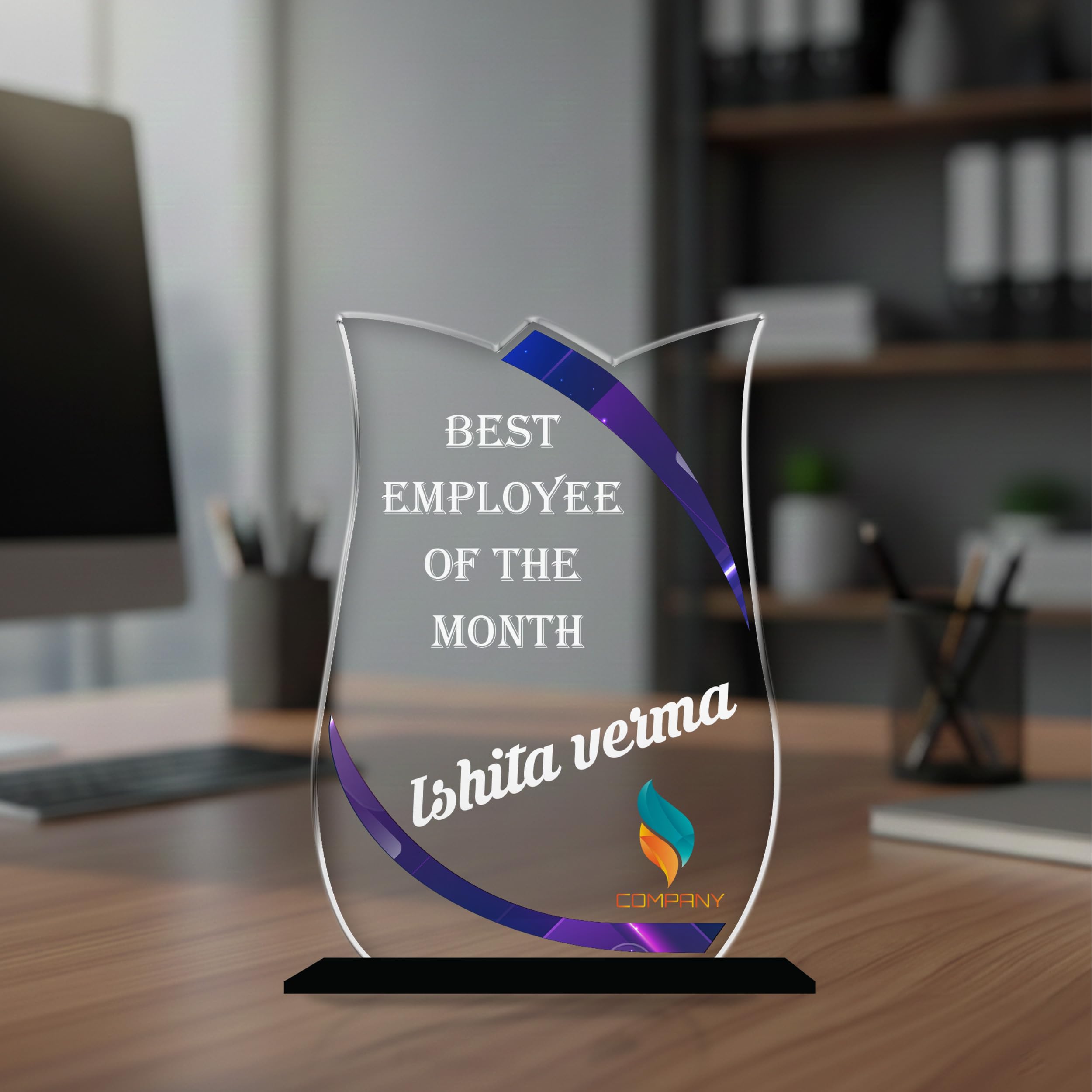 Gift Me Bazar Personalized Best Employee of The Month Award | Custom Acrylic Trophy with Name | Unique Recognition Gift for Staff and Coworkers | Employee Achievement Award-picture-13