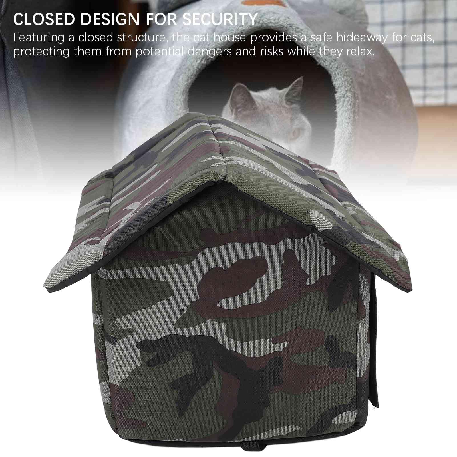 Cuccia per Gatti Pieghevole, Cuccia per Gatti Pieghevole in Tessuto Oxford con Design Impermeabile, per Animali Chiusa per Selvatici all'aperto Animali Domestici Al Coperto Rifugio Tutto (XL)