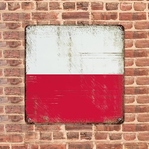 Miniatura 2 de Cartel de metal con diseño de bandera retro letrero de placa desgastada bandera de Polonia regalo de aluminio para cafetería bar club patio jardín