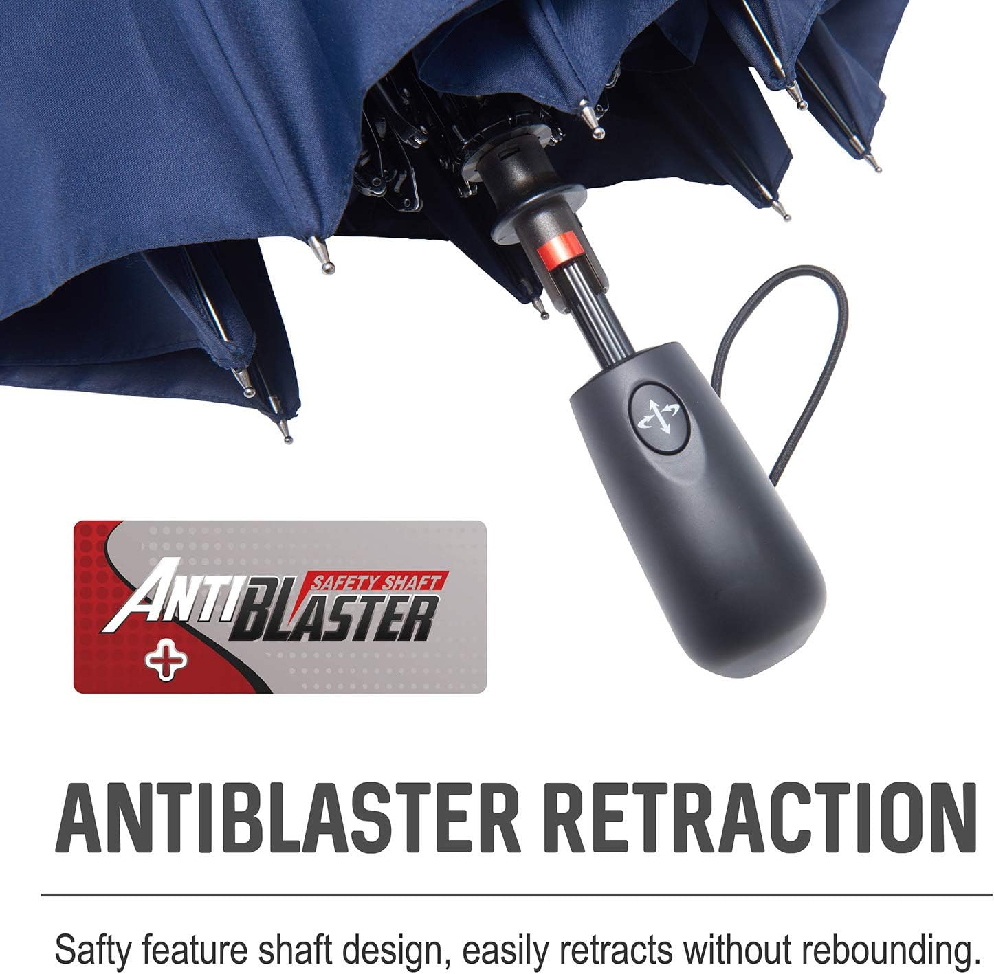 Large Umbrella Windproof 54 Inch Folds Into Portable Travel Size - Big Enough To Comfortably Fit In 2 Adults - Auto Open Close and Patented Vortex System For Superior Safety And Durability (Navy Blue) : Clothing, Shoes & Jewelry