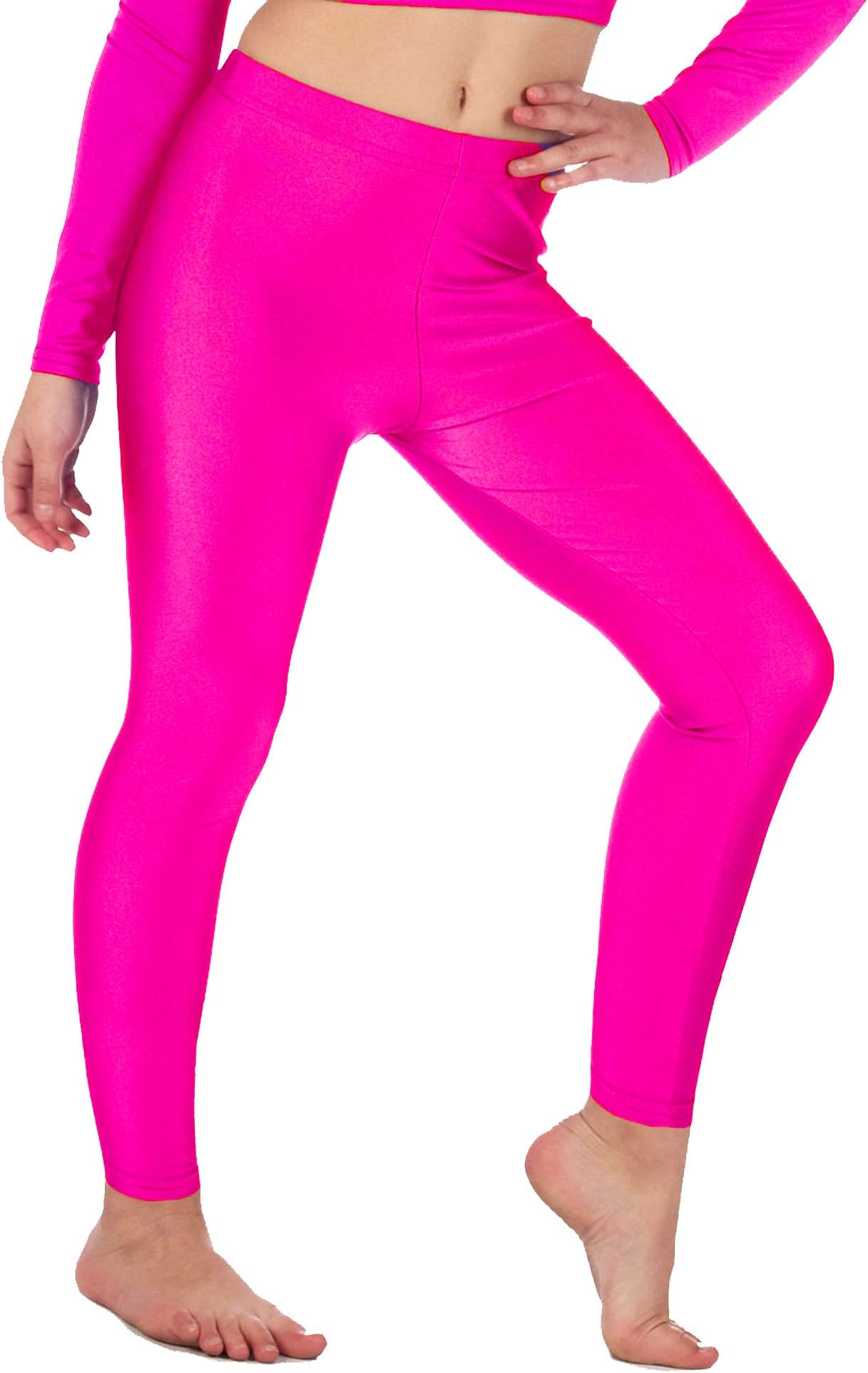Re Tech UK - Shiny Girls Leggings for Gymnastics/Dance - Kids Leggings - Stretchy Fabric Footless Toddler Athletic Youth