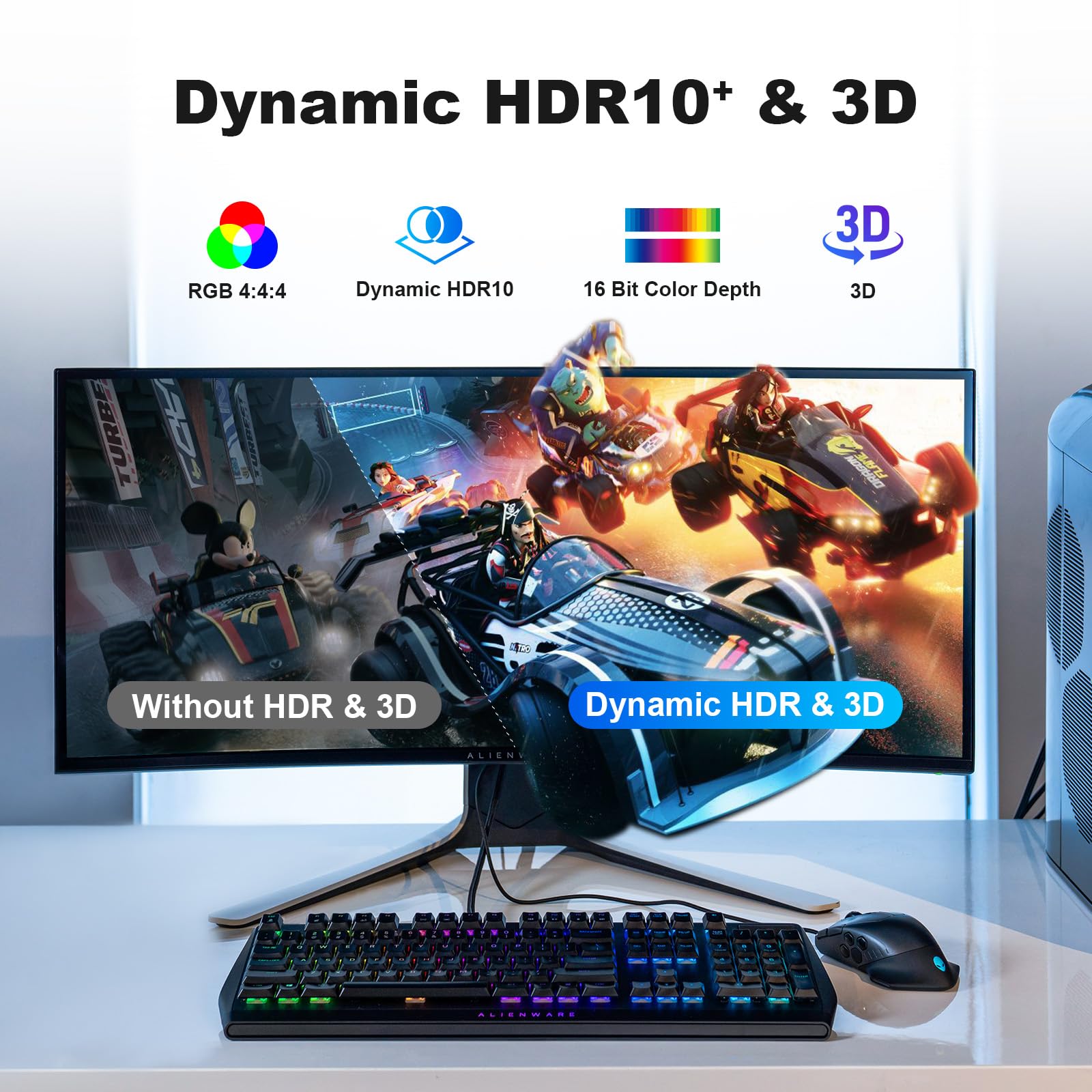 Câble DisplayPort 8K 4K 1.4, [certifié VESA] Câble DP de 3 m 32,4 Gbit/s, 8K @ 60 Hz, 4K @ 144 Hz, 2K @ 240 Hz, HDR, HDCP, DSC 1.2a, cordon de port d'affichage haute vitesse tressé pour jeux/moniteur