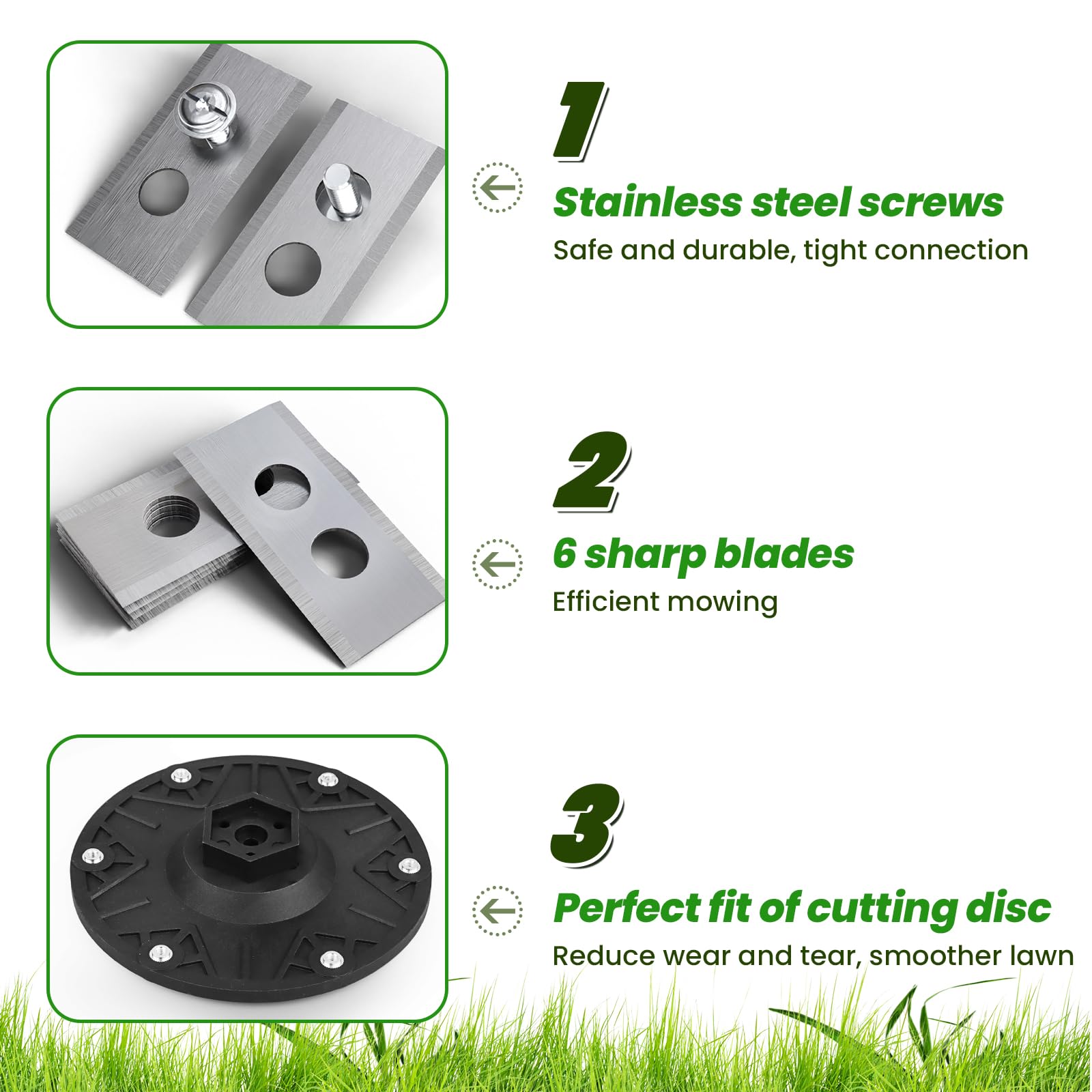6 dischi per coltelli compatibili con Worx Landroid, M500 M700 WR167E WR141E Vision M600, disco per coltelli + 6 lame di ricambio compatibili, disco per coltelli compatibile con robot tosaerba Worx