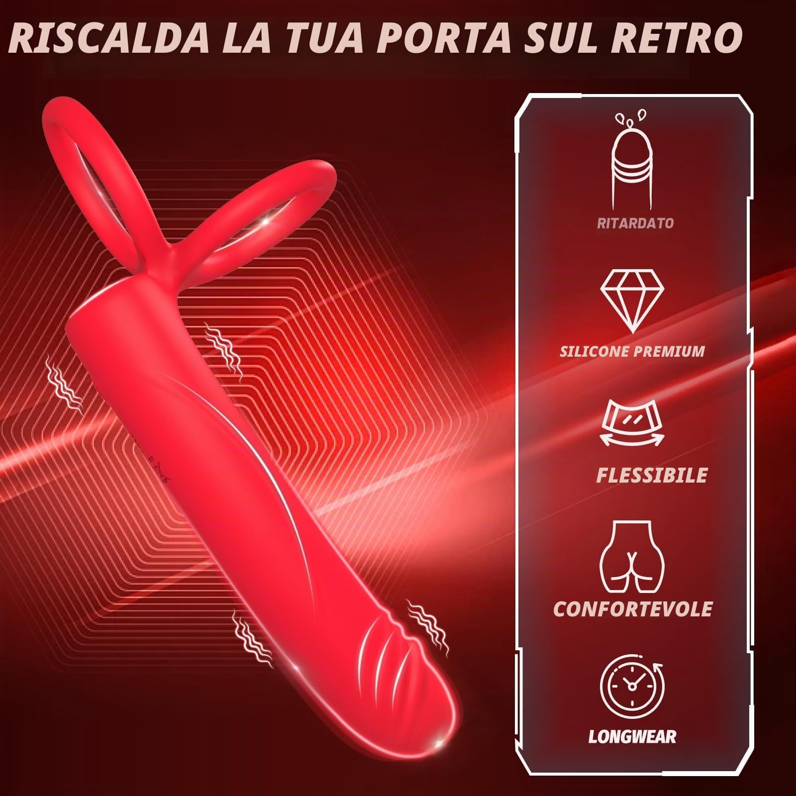 Giocattoli anali, anello vibrante per il pene, sex toys per uomini, dildo anale, vibratore maschile con 10 modalità di vibrazione, dildo strap-on, butt plug con anello per il pene,