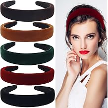 5Pcs Velvet Wide Headbands for Women Winter Black Red Headband Cute Christmas Accessories Gift Soft Padded Headband Fashion Headband Non Slip Vintage Head Band Plastic Headbands 90s Hair Band