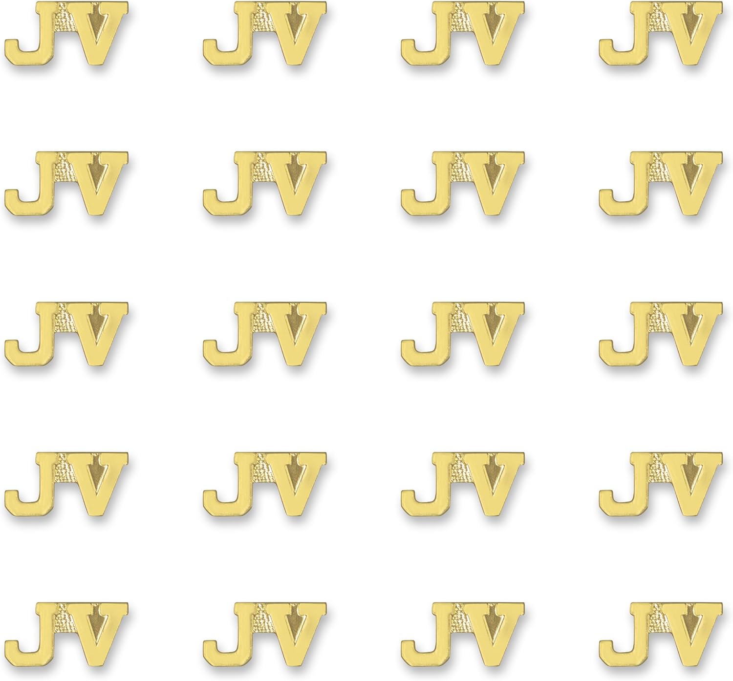 SHOP AWARDS AND GIFTS 7/16 Inch Gold JV Sports Chenille Lapel Pin, Achievement Recognition Gifts, Bulk Pack of 20