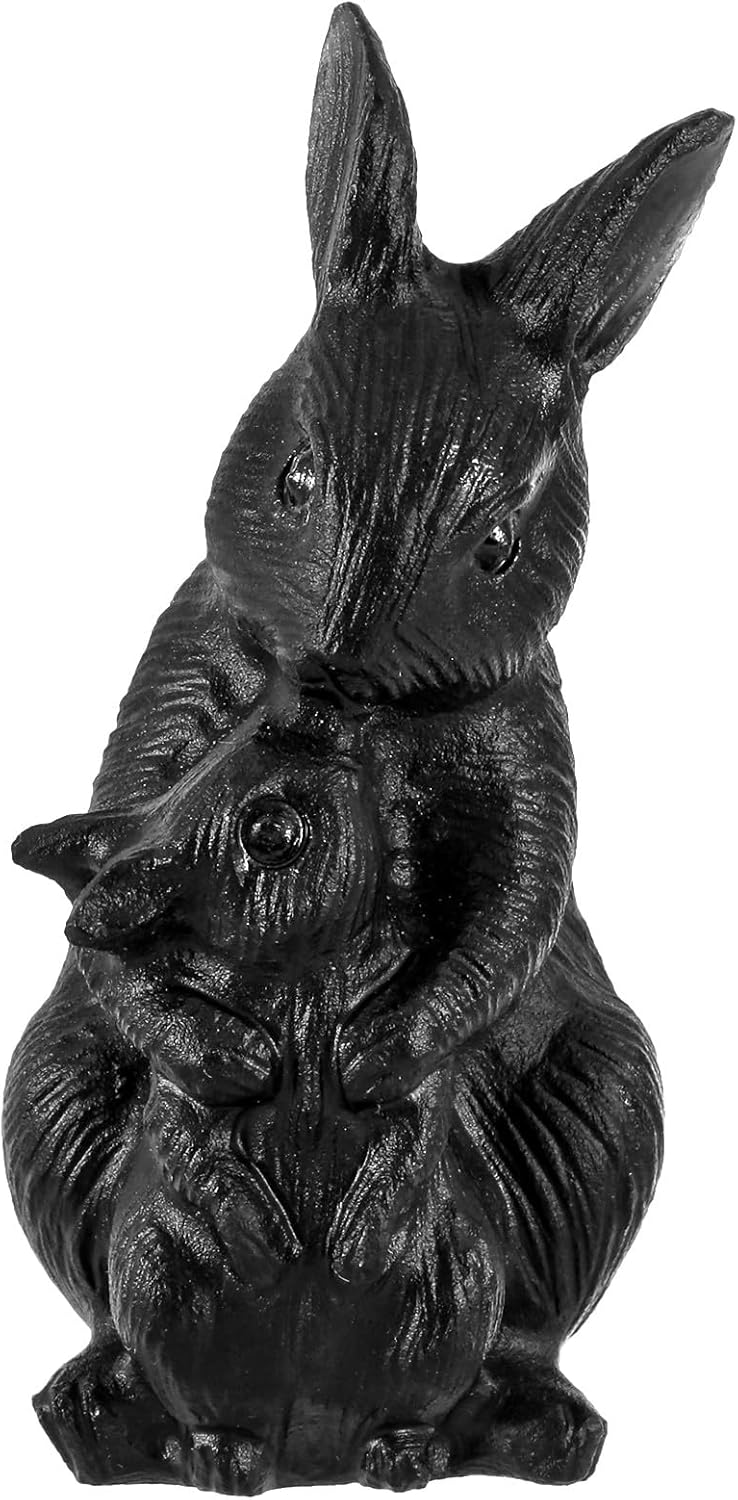 TUMBEELLUWA Black Obsidian Rabbit Statue Realistic Bunny