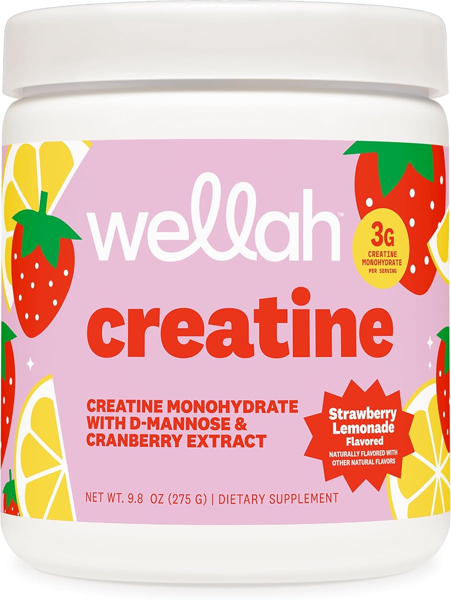 Wellah Creatine for Women (Strawberry Lemonade) 50 Servings | Creatine Monohydrate with Dandelion & Cranberry Extract