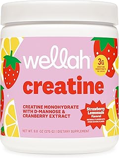 Wellah Creatine for Women - Creatine Monohydrate with Dandelion & Cranberry Extract (50 Servings, Strawberry Lemonade)