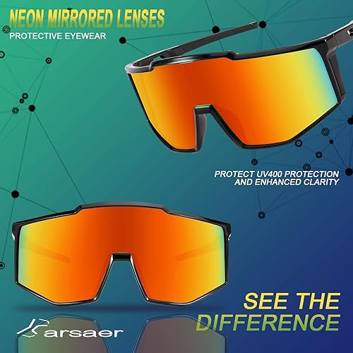 Miniatura 8 de Karsaer Vision - Gafas de sol deportivas envolventes con visera de los años 80, lentes de sol de béisbol para jóvenes, niños, adolescentes, niños y