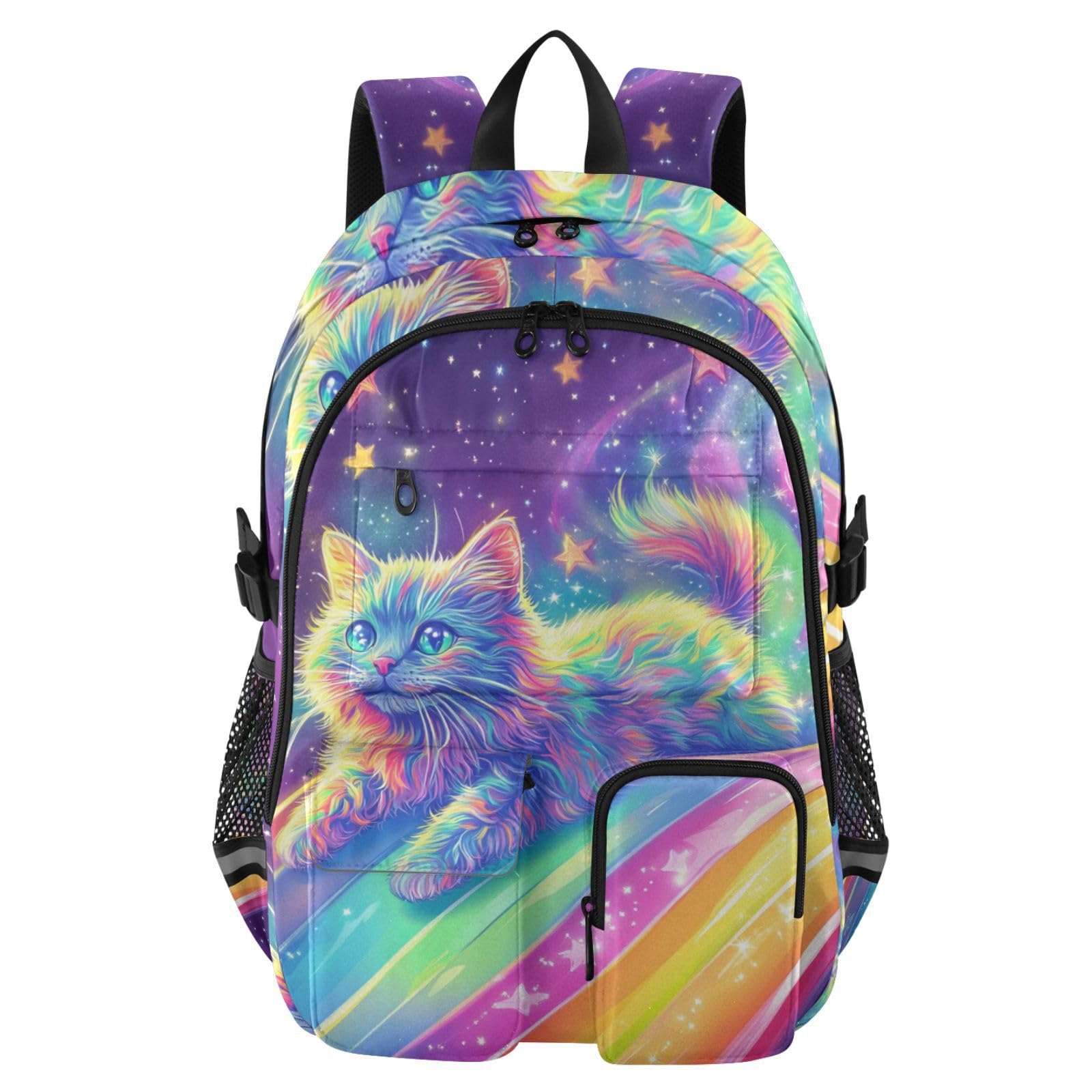 Grand sac à dos de voyage pour homme - Motif chat coloré - 44,5 cm - Sac à dos de travail pour adultes - Sac à dos d'affaires