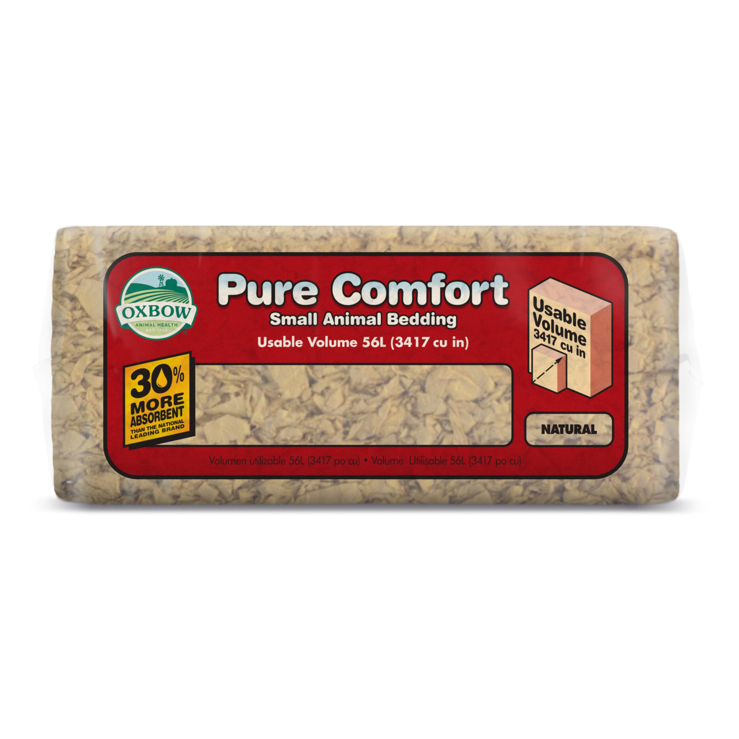 OXBOW Animal Health Pure Comfort Bettwäsche, Kaninchen, Hamster und Meerschweinchen, Hasenzubehör für Katzentoilette, Haustiersicher, 99,9% staubfrei, natürlich, 56 Liter Beutel