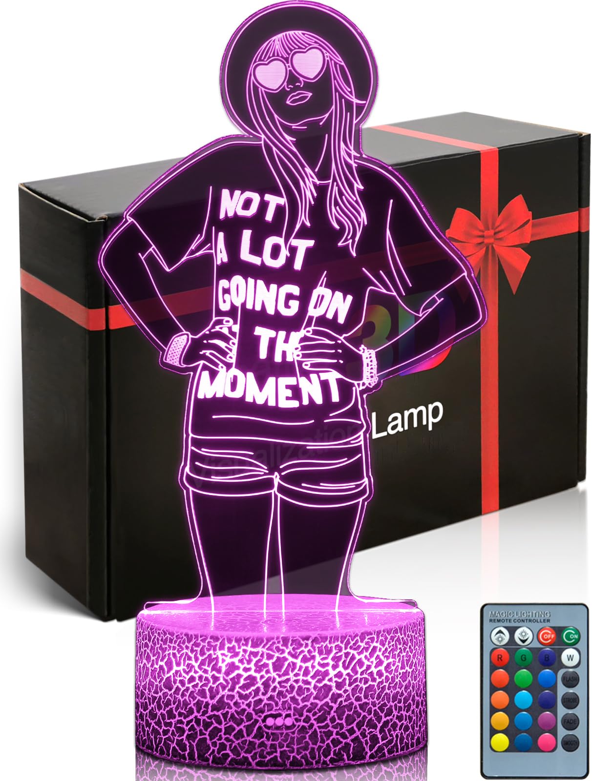 Night Light, Birthday Gift for Girls, Dimmable 3D Lamp Illusion LED, Merch for Teen Women, Bedroom Decoration, 16 Colors Mood Lights Smart Touch with Remote Control