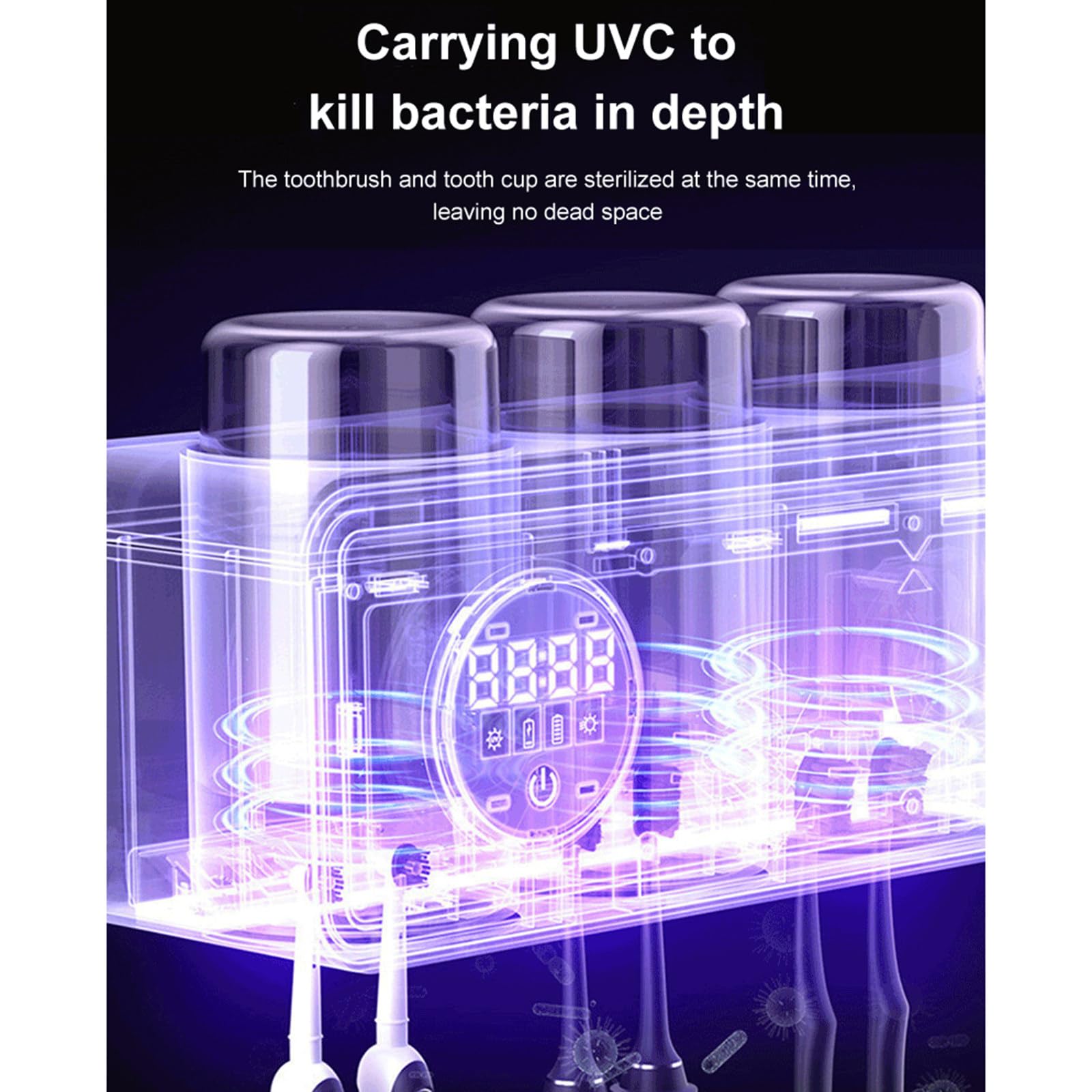 Sterylizator Inteligentny organizer Uv Punch Free Zestaw akcesoriów łazienkowych Uchwyt na szczoteczki do zębów Uchwyt na szczoteczki do zębów Uv Inteligentny bez dziurkacza,Black