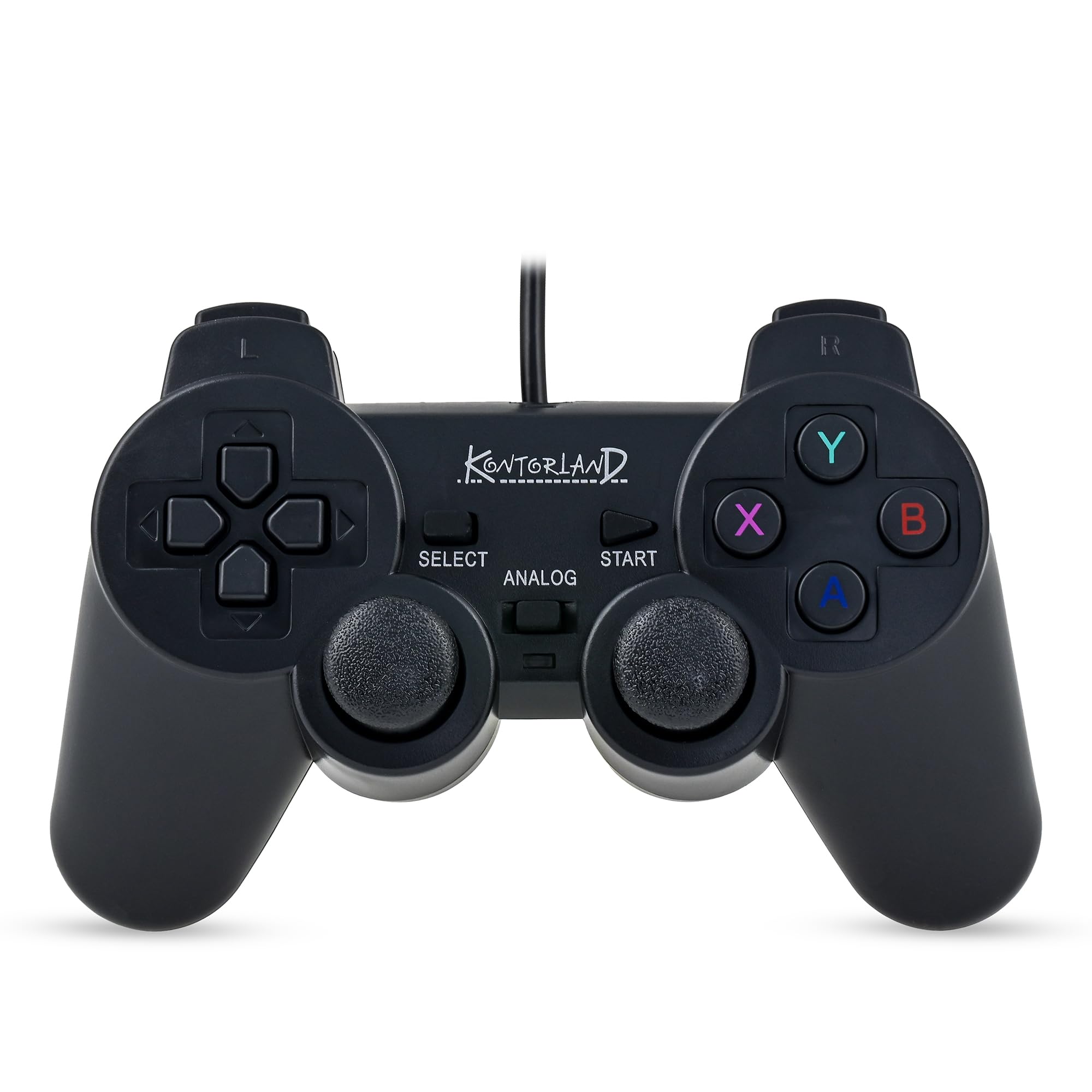 Kontorland Kablolu PC Gamepad – D-Input & X-Input Destekli Çift Titreşimli USB Oyun Kolu (Siyah)