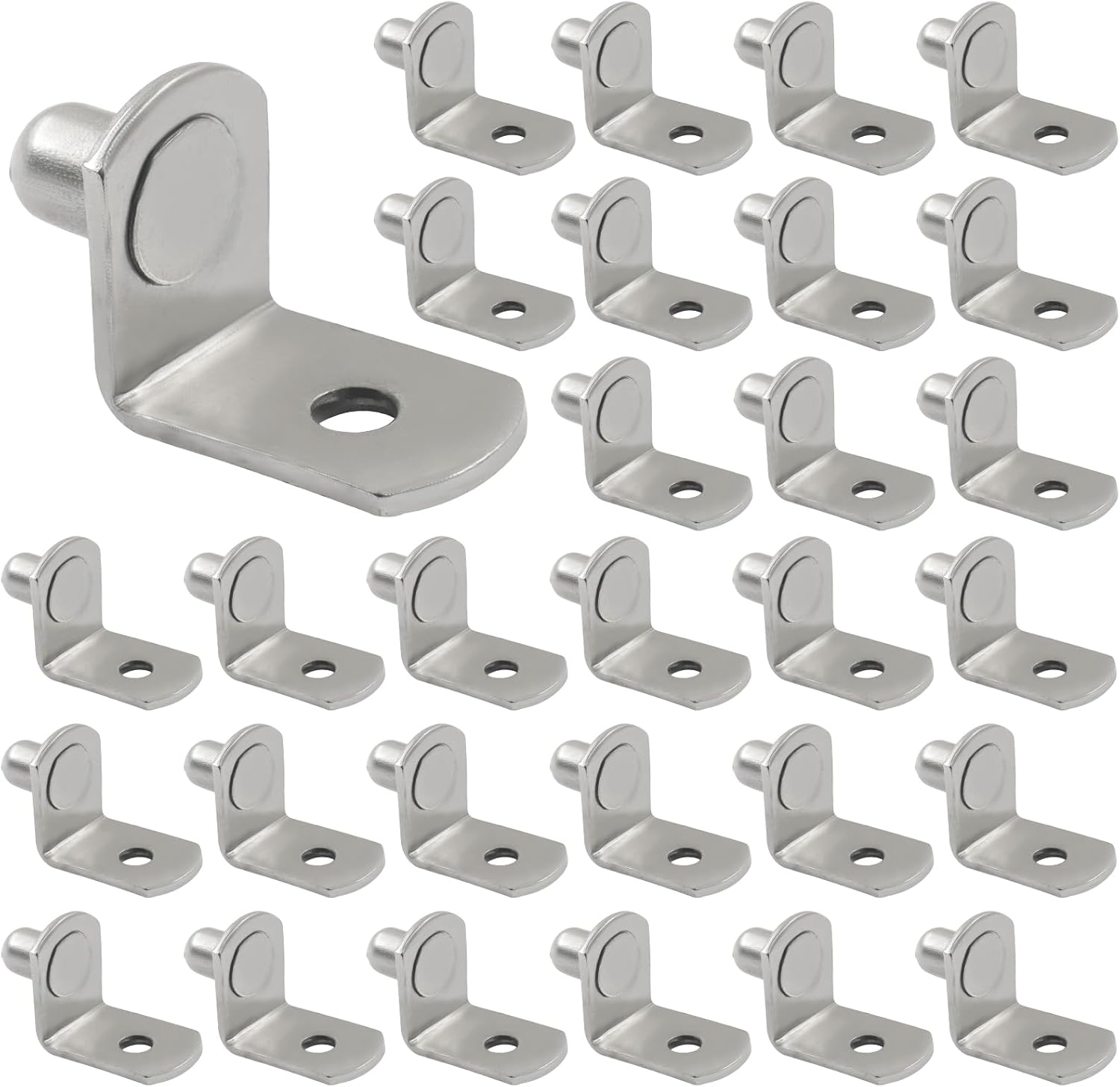 30 PCS Shelf Pins L-Shaped, 1/4 Inch Metal Support Pegs Bracket-Style Clips for Bookshelf, Kitchen Cabinet, Cupboard, Shelves Holders (Black)