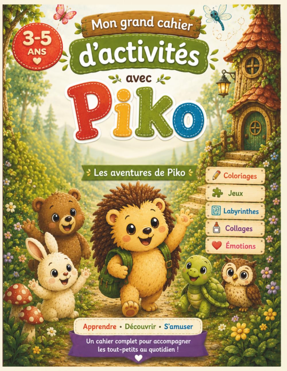Les aventures de Piko – Cahier d’activités 3-5 ans: Cahier d’activités pour enfants 3–5 ans : coloriages, jeux éducatifs, labyrinthes, tracés, émotions et créativité