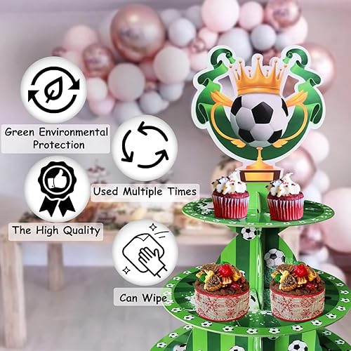 Miniatura 3 de Suministros de fiesta de cumpleaños con temática de fútbol, copa mundial de fútbol 2022, decoraciones de fiesta de fútbol, soporte de magdalenas de