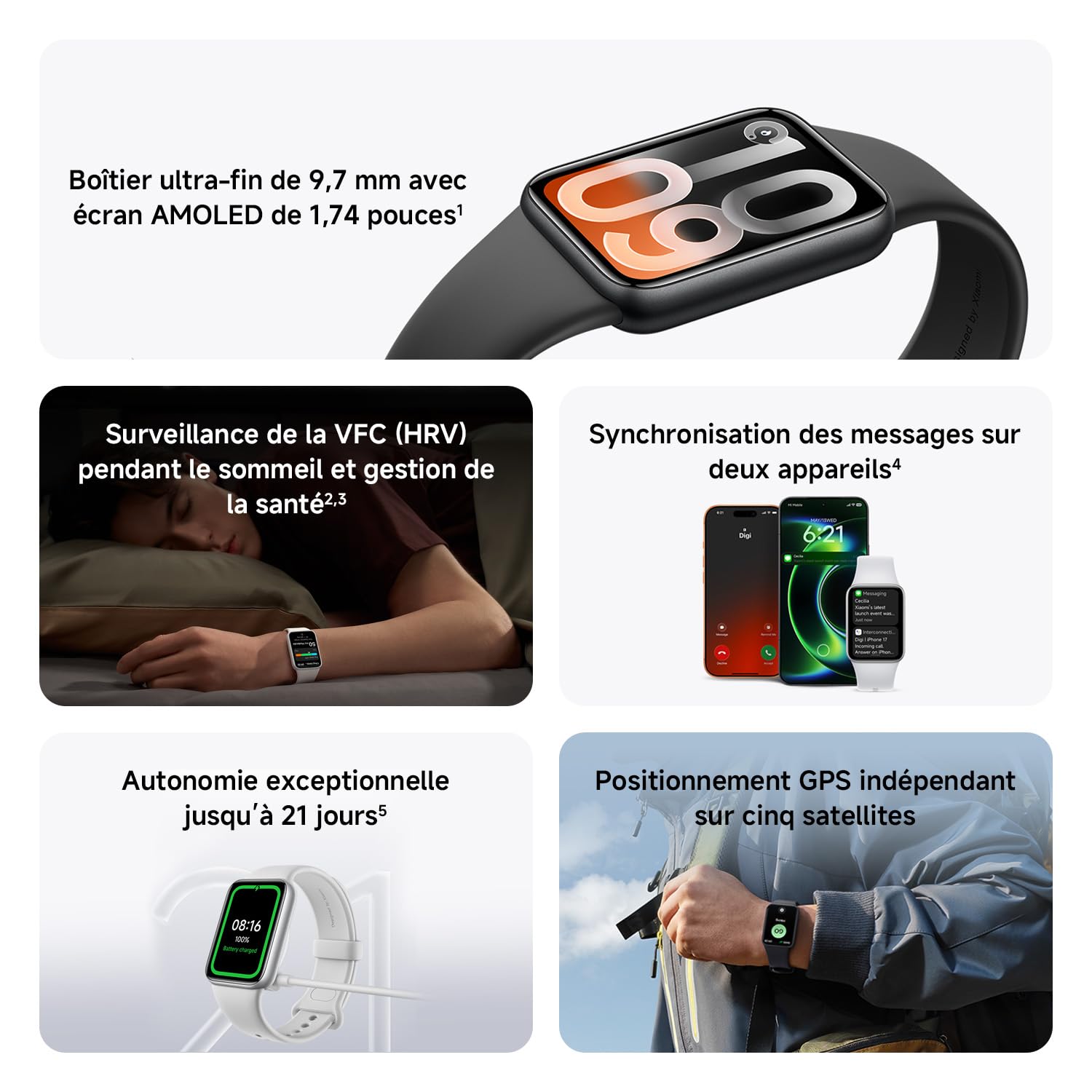 XIAOMI Smart Band 10 Pro, Bracelet connecté, écran 1,74", Cadre en Alliage d’Aluminium Haute résistance, Jusqu’à 21 Jours d’autonomie, Suivi Professionnel du Sommeil, Plus de 150 Modes Sportifs, Noir