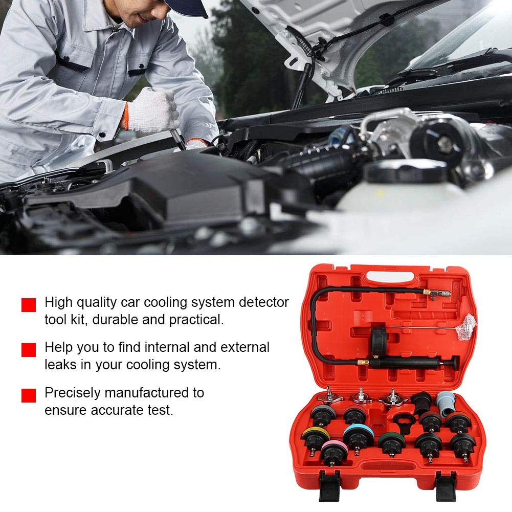 Qiilu Pompa manuale per prove di pressione con manometro kit di Rilevatore Perdite Serbatoio Acqua universale strumenti per rivelatore del di raffreddamento del tester dell'acqua
