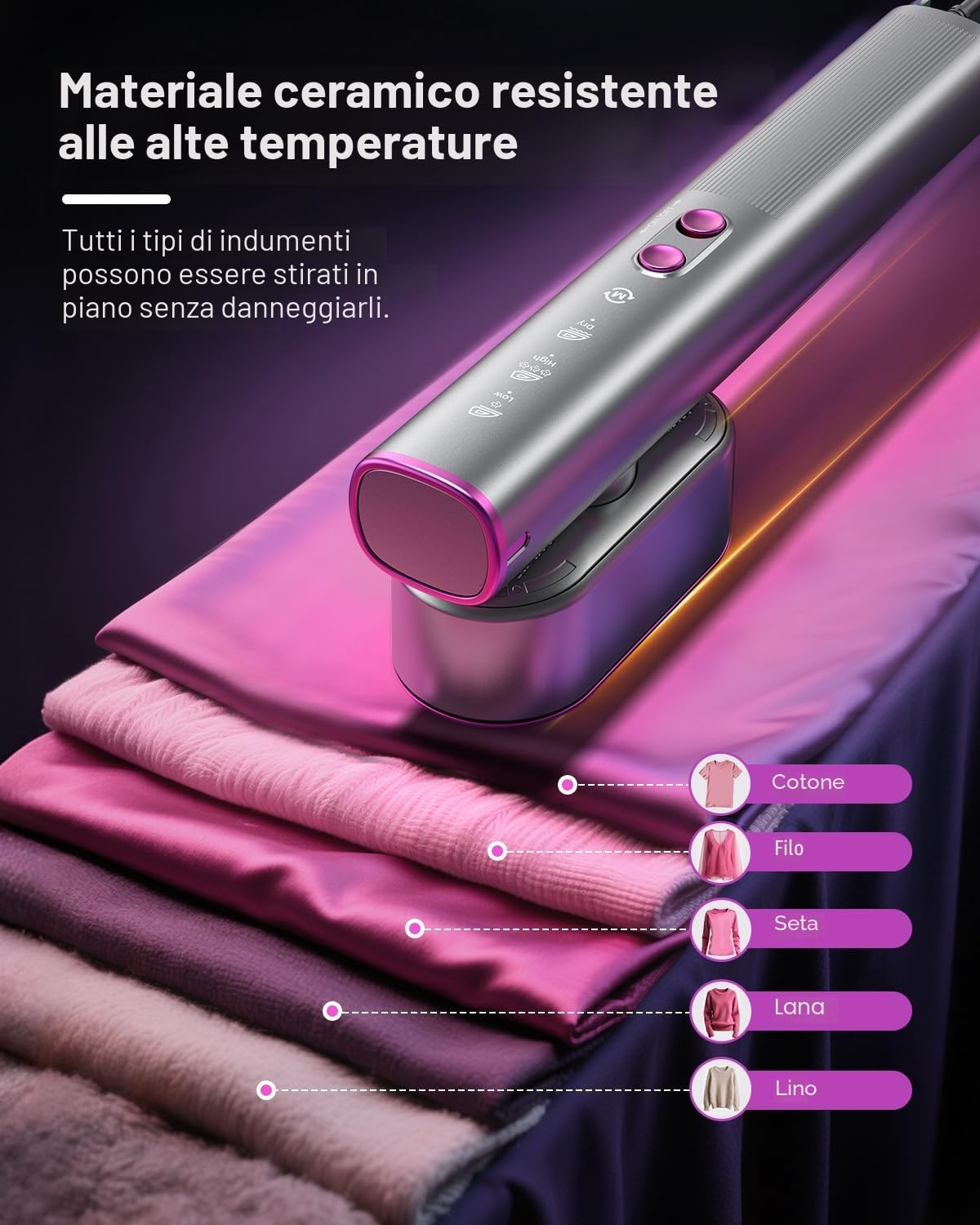 Ferro da Stiro Verticale- Uso Globale 110-240V Vaporizzatore, Flusso Vapore 22g/min, Ferro da Stiro da Viaggio 2-in-1, Riscaldamento Express 15s, 1000W Leggero e Compatto per Casa e Viaggio