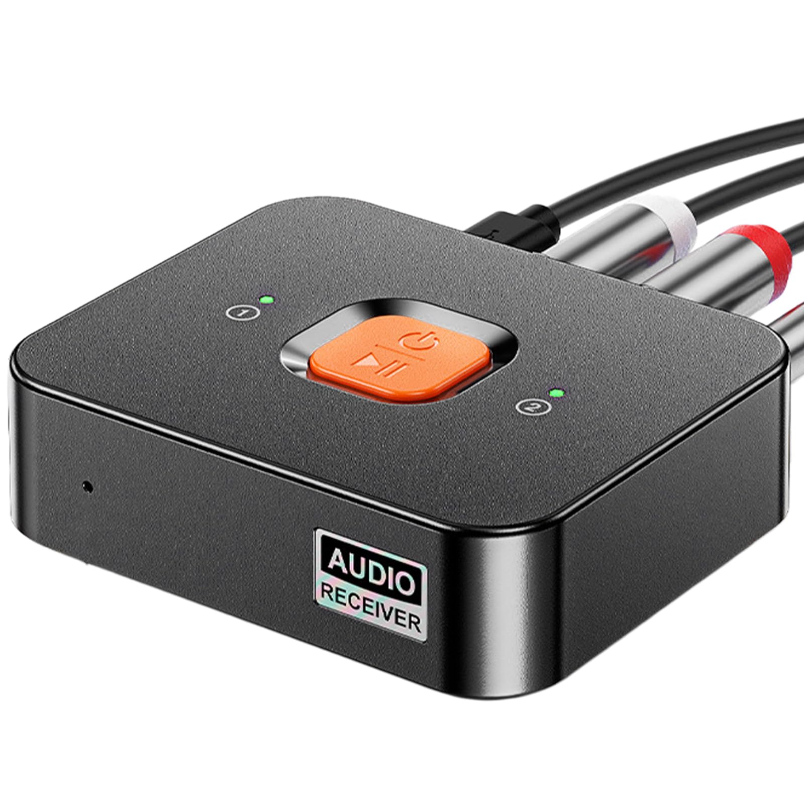 Receptor Bluetooth 6.0 con conector jack de 3,5 mm y RCA, adaptador de audio HiFi con modo de graves para estéreo y altavoces, receptor inalámbrico azul para smartphone, tablet y receptor AV