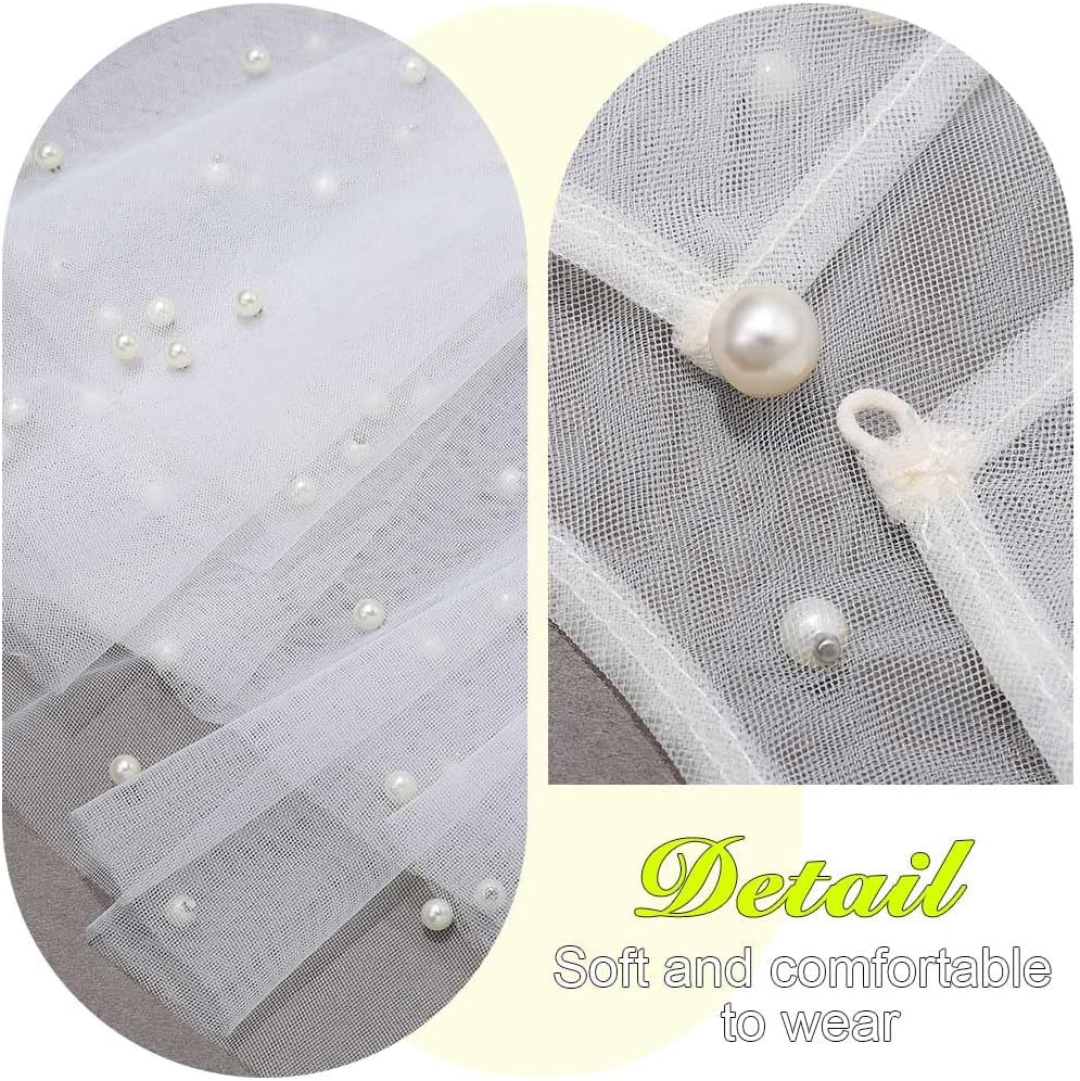 JONKY Pearl Bridal Shawl Bride Wedding Cape for Women - Image 4