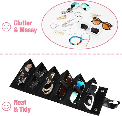 Miniatura 5 de MoKo - Organizador de gafas de sol con 5 ranuras, estuche de viaje para gafas de sol portátil, estuche de almacenamiento para mujeres y hombres