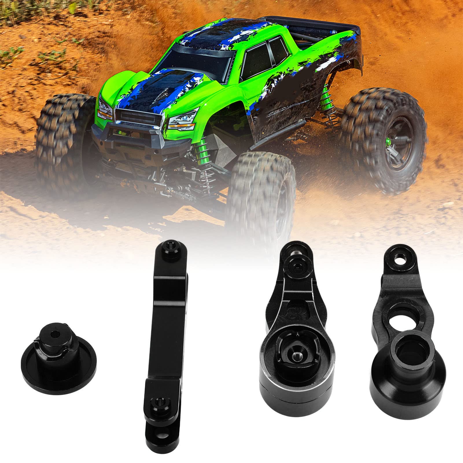 Zestaw układu kierowniczego Mavaol RC ze stopu aluminium CNC dekoracyjne kompaktowe lekkie akcesoria RC do samochodu 1/5 RC (Black)